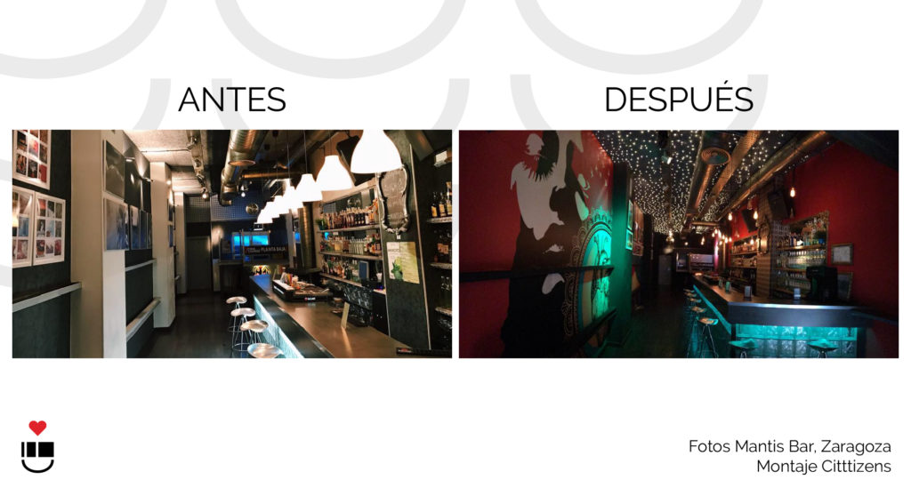 Antes y Después Mantis Bar en Zaragoza